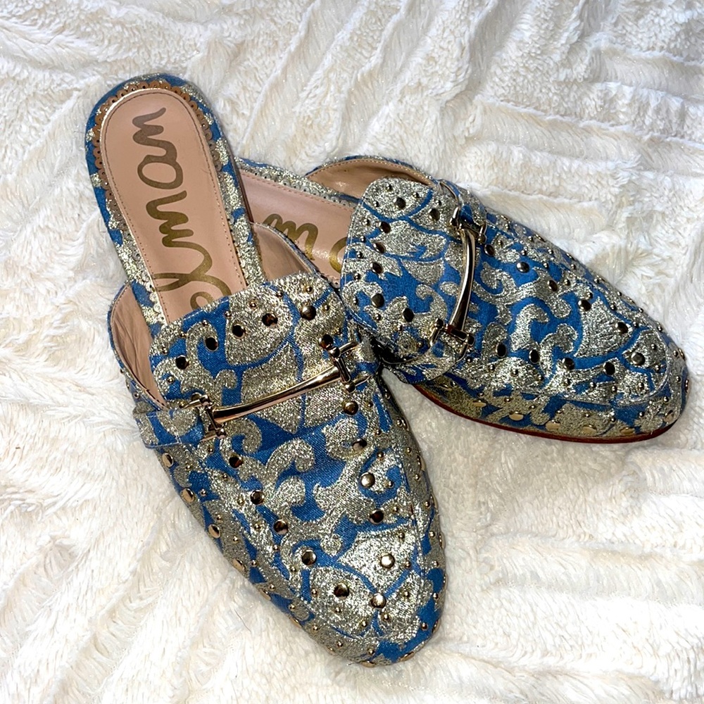 Sam Edelman Slides Metallic and Blue
